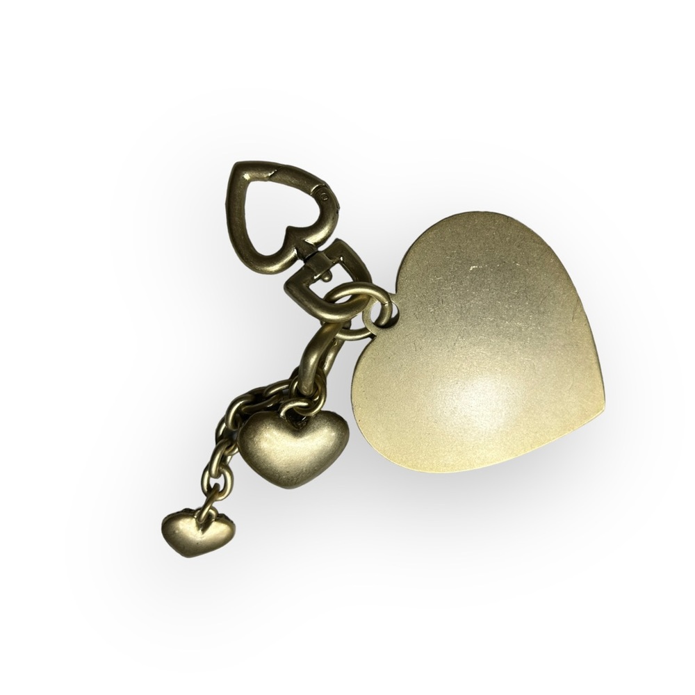Juicy Couture Bejeweled Handbag Charm Rhinestone Heart Keychain Bag Clip Gold - Picture 3 of 9